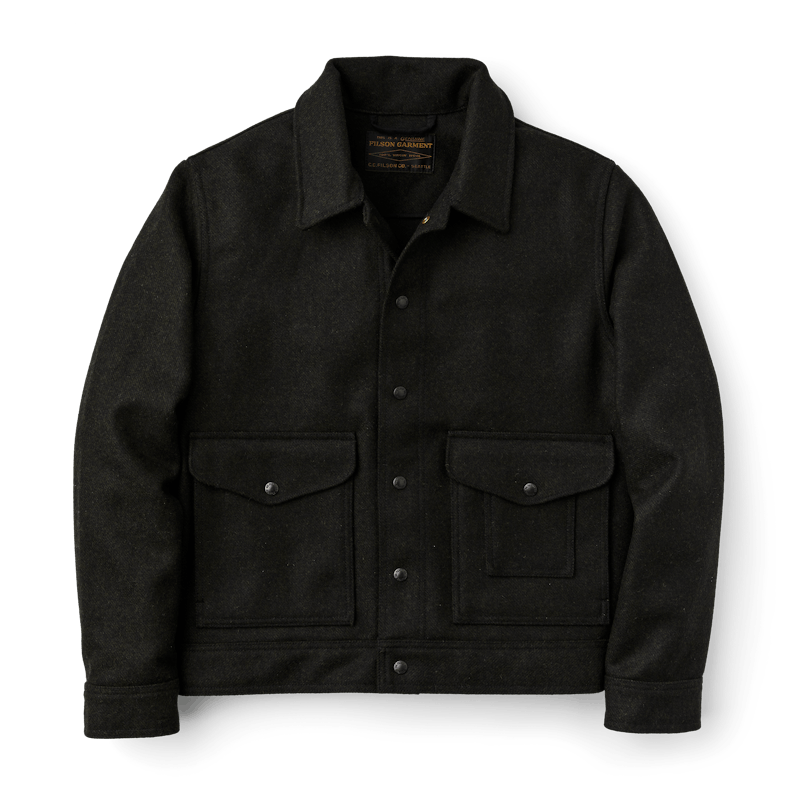 Wool bomber jacket navy herringbone