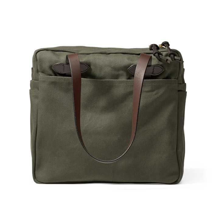 Rugged Twill Tote Bag With Zipper