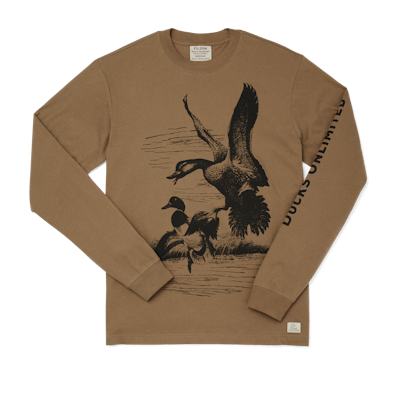 CC FILSON Lightweight Outfitter T-Shirt Duck Hunting Graphic Made USA Small NEW 